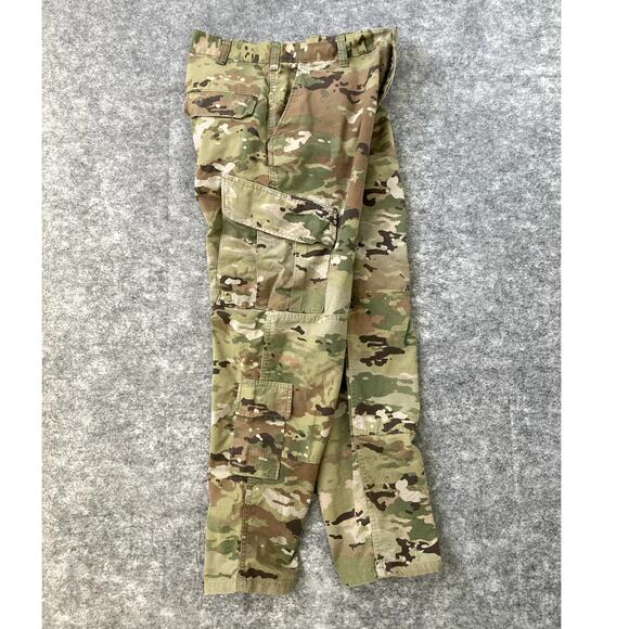 Army Camouflage Cargo Pants Mens W32 Combat Uniform Button Fly Insect Shields - Picture 10 of 10